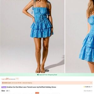 Blue Lace Tiered Dress